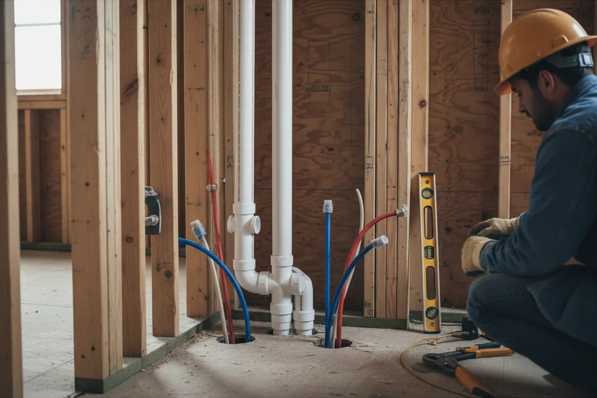 Drain and supply rough-in during Leak Detection in Pueblo