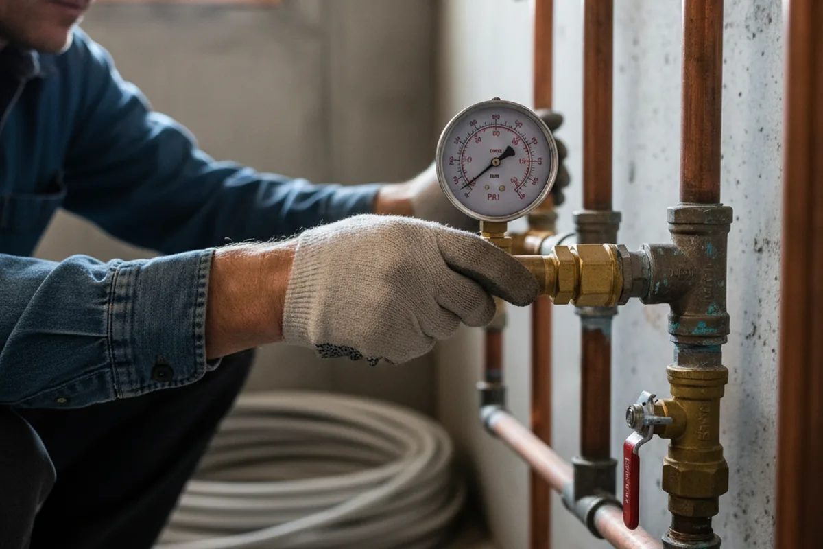 Pressure testing a repaired line during Water Line Repair in Pueblo